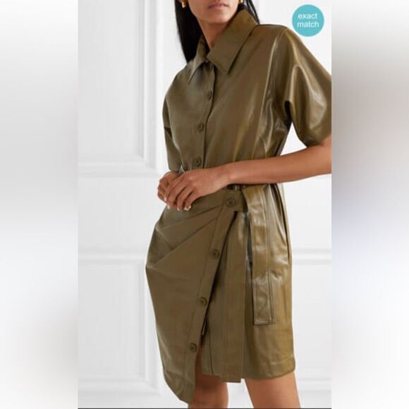 NWT The Frankie Shop Zoeyy Faux Leather Wrap Green XS - Picture 9 of 15